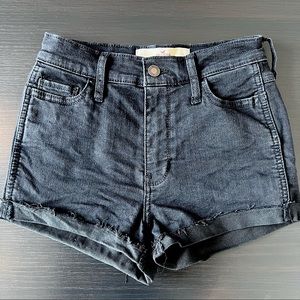 HOLLISTER black wash, high rise shorts w24